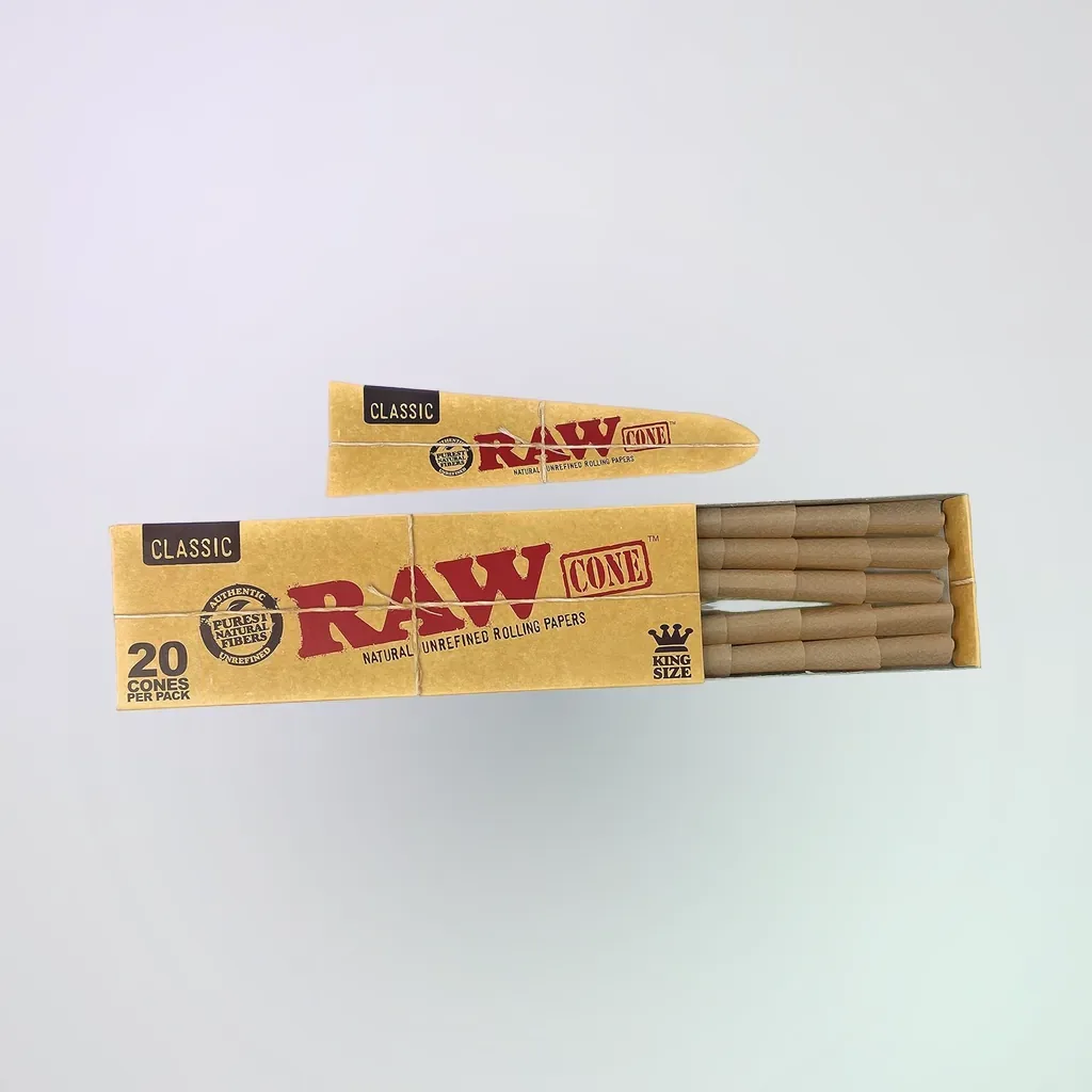 RAW Cones Classic King Size - 20 Pack - Pre Rolled RAWthentic Cones Rolling Papers with Tips, All Natural, Green Blazer Sticker